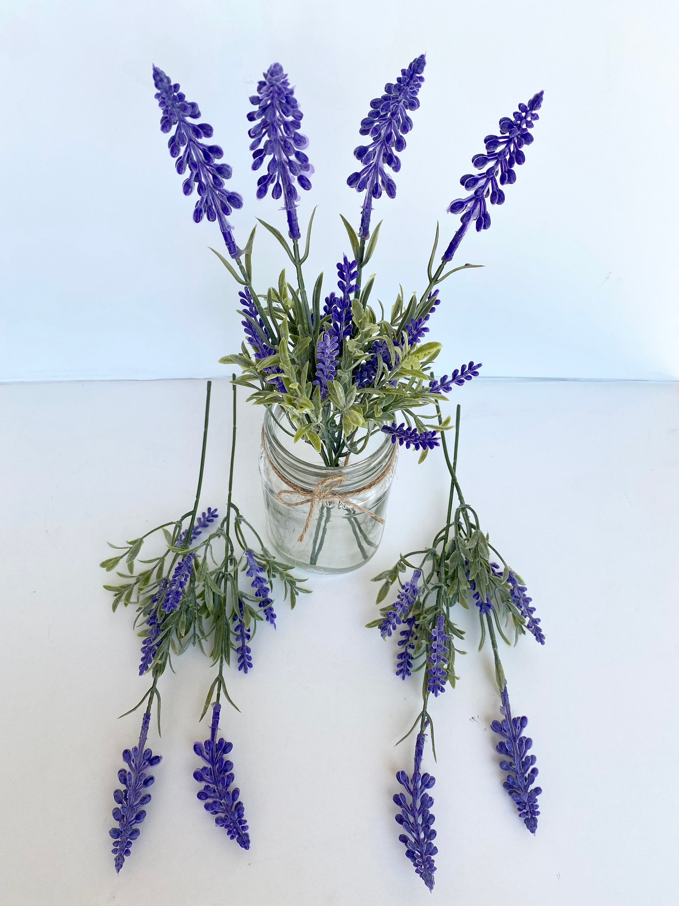4 Small Lavender Stems Artificial Greenery Faux Lavender Etsy