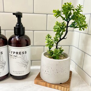 Artificial Bonsai Plant in a Handmade Concrete Pot with Wood Tray - Floating Shelf Decor, Kitchen Counter Deco, RV Decoration Fake Plant Grey