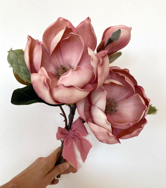 Magnolien-Blumenstrau 15,3 "- blush rosa oder wei - Hochwertige knstliche  Blumen - enthalten 5 Stiele mit 4 naturgetreu aussehenden Blten - Etsy.de