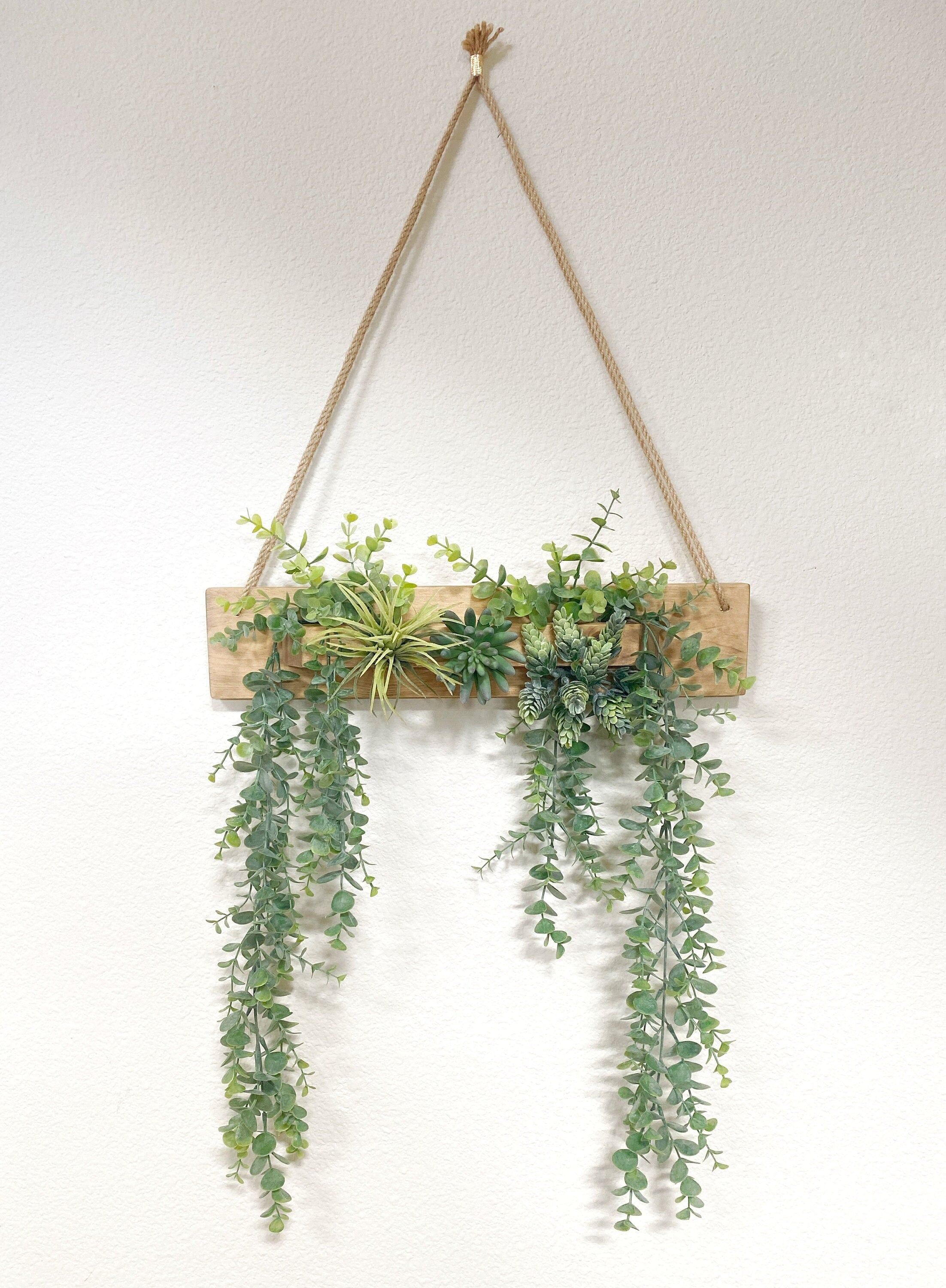 Artificial Wall Art - Hanging Eucalyptus & Succulent Triangle - Faux Plants  - Boho - Farmhouse Decor - Etsy
