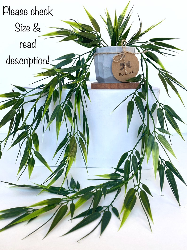 Hanging Faux Bamboo Plant in Handmade Concrete Pot With Jute Etsy