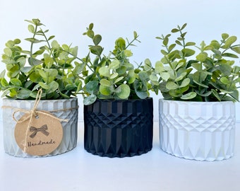 Artificial Eucalyptus Plant in Handmade Concrete Pot - Faux Eucalyptus - Floating Shelf Decor Plastic Plants, High Quality Fake Plants
