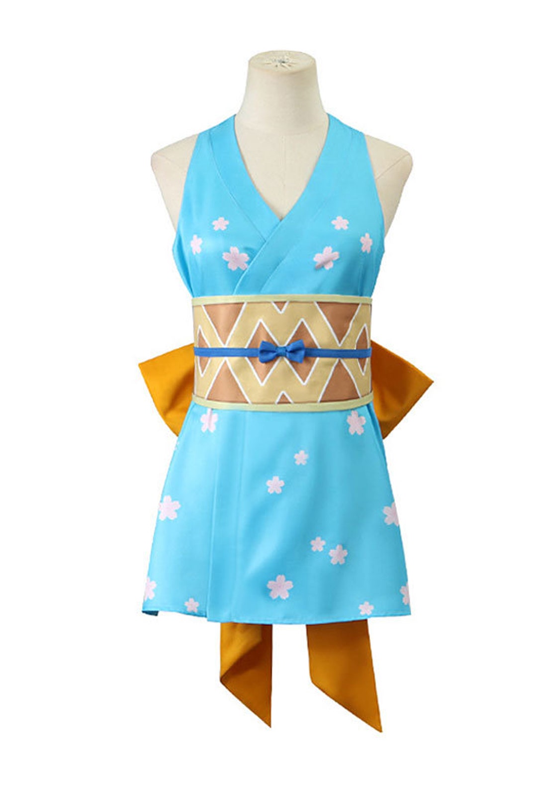One Piece Nami Cosplay Costume Blue Kimono Dress Set, Anime One Piece