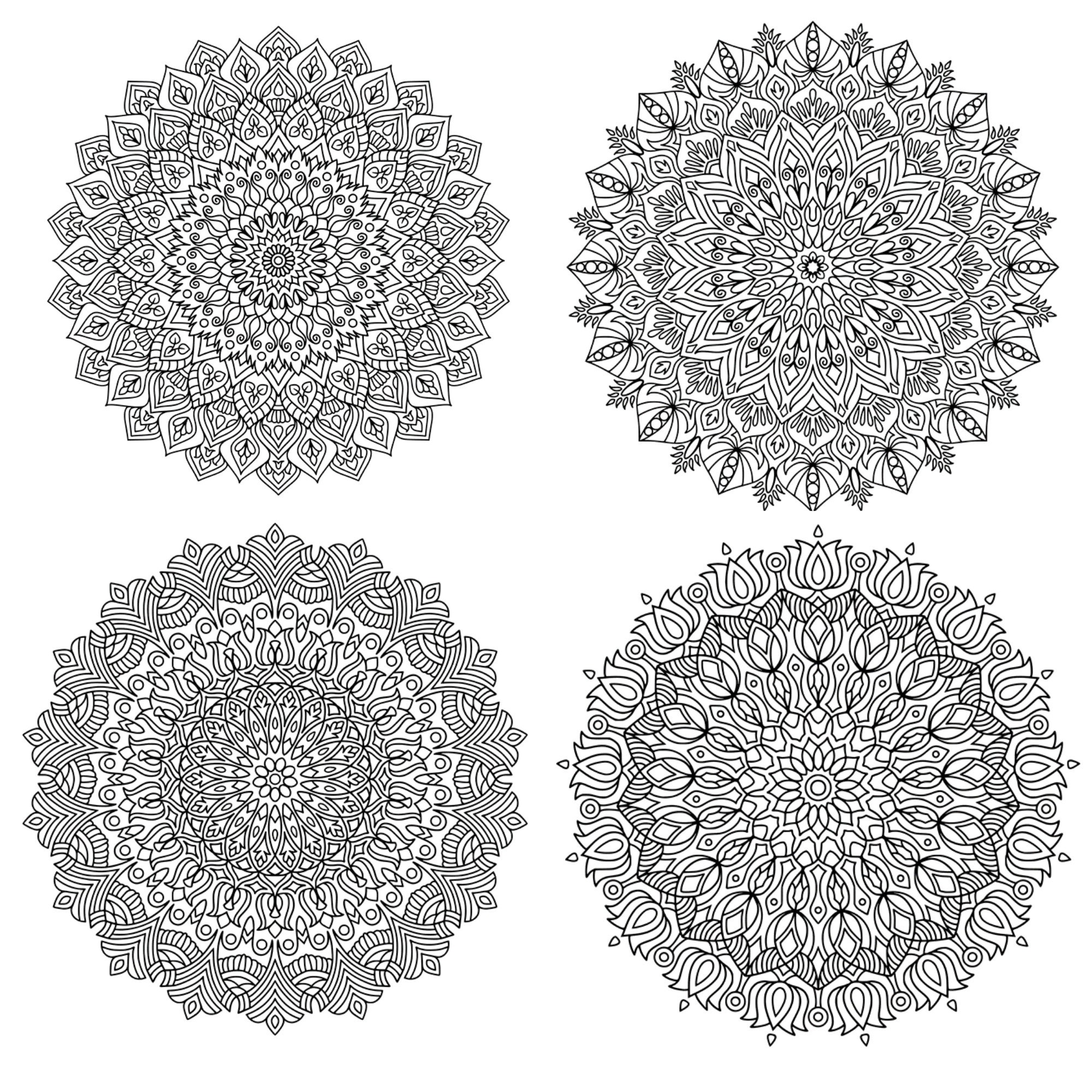 30 Exquisite Intricate Mandala Coloring Pages PDF for Adults Instand