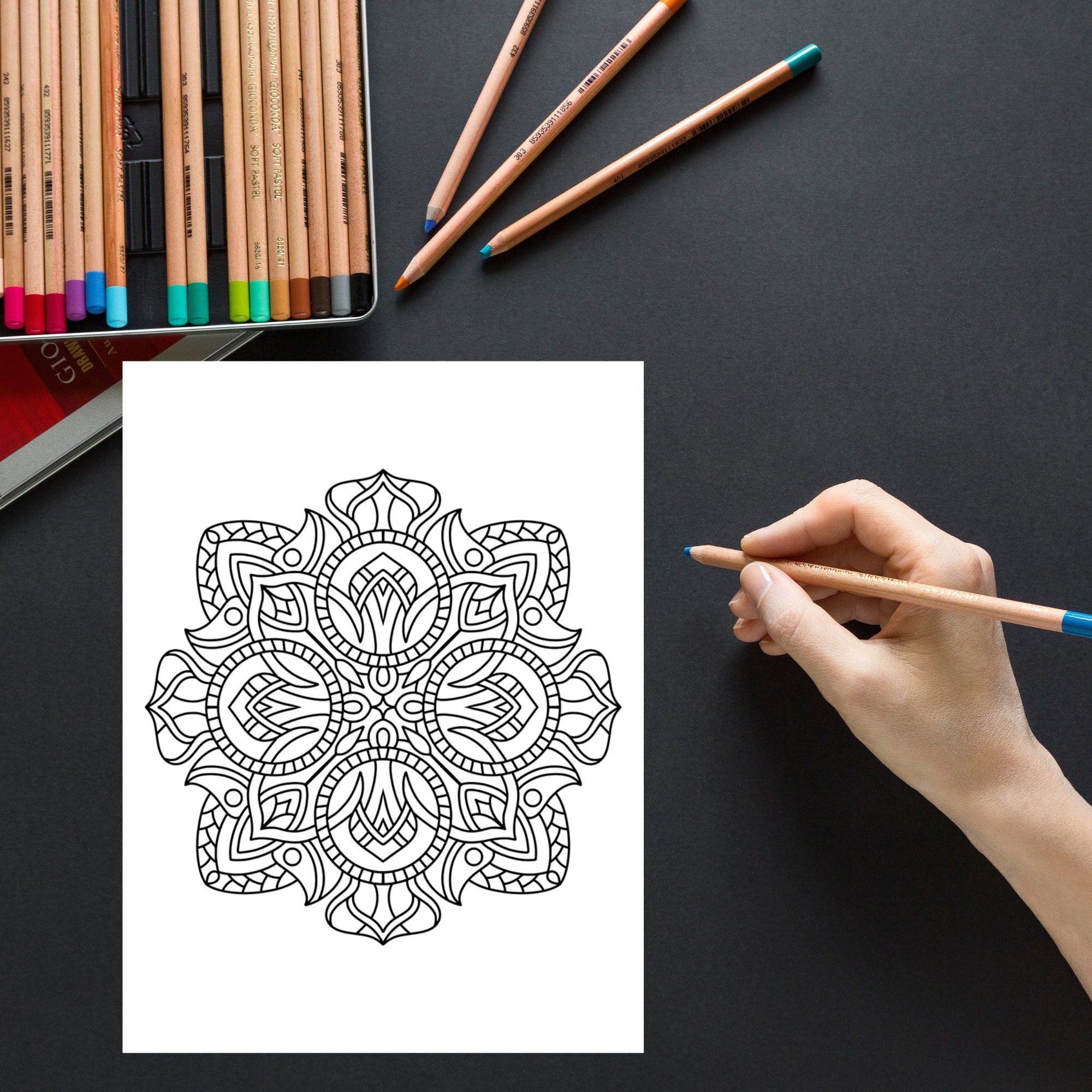 60 Easy Mandalas Coloring Pages PDF for - Etsy