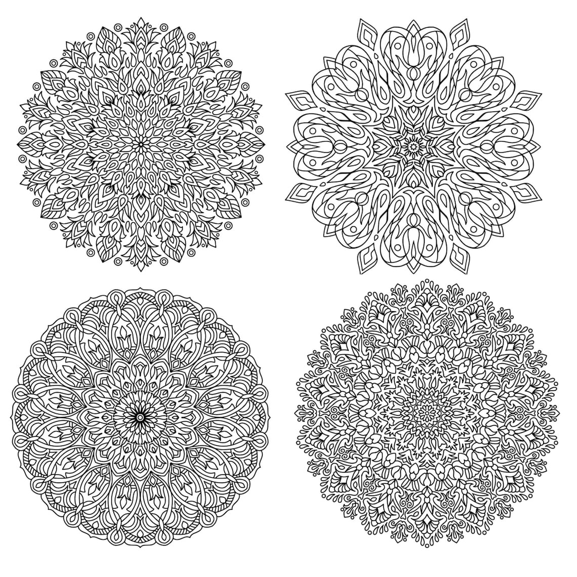 30 Exquisite Intricate Mandala Coloring Pages PDF for Adults Instand Digital Download PDF to ...