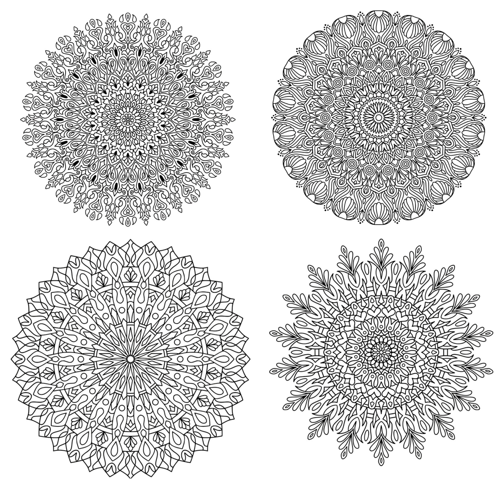 30 Exquisite Intricate Mandala Coloring Pages PDF for Adults Instand