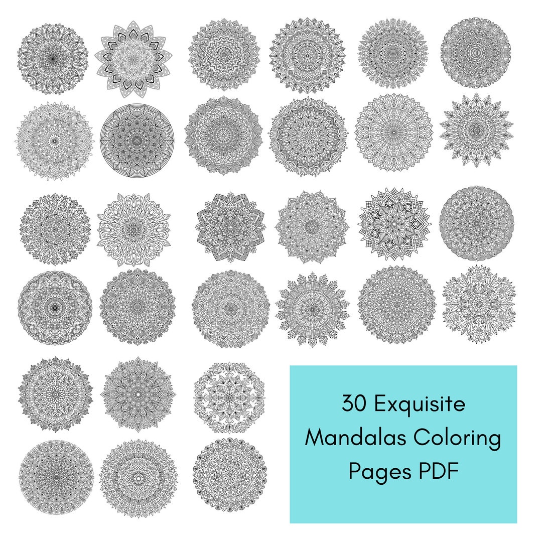 30 Exquisite Intricate Mandala Coloring Pages PDF for Adults | Instand Digital Download PDF to ...