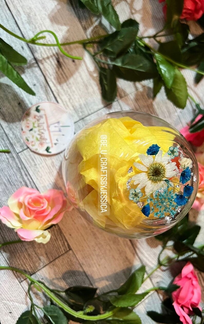 Stemless Pressed Flower Wine Glass Wine Glass gift Wrapped Etsy