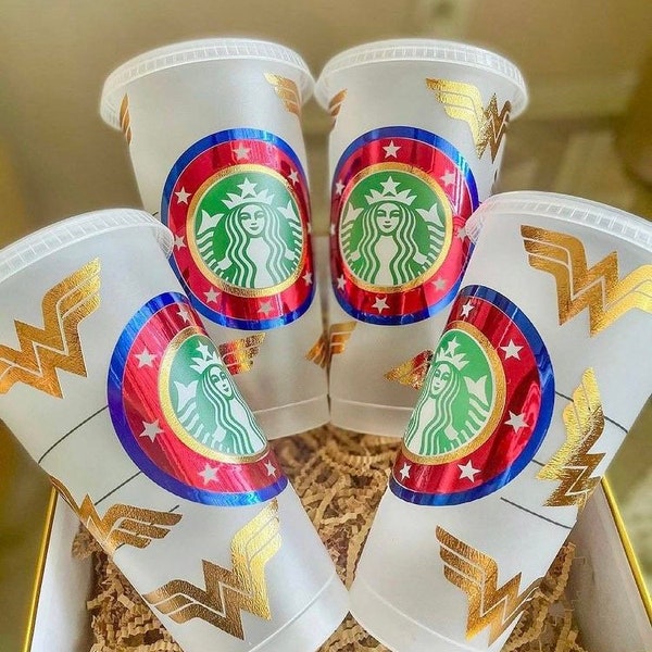 Wonder Woman Starbucks cup cold cup | DC Wonder woman | Super Hero | Starbucks cup| Drinkware