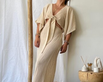 Long Summer Dress, Bridesmaid dress, Slit Summer Dress, Greek Goddess Dress, Helen Dress, Wedding Dress, Women's Clothing, Organic Cotton