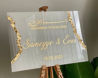 Willkommensschild / Empfangstafel für Verlobung / Henna / Hochzeit / Söz / Evlilik teklifi / Kiz isteme /  Nikkah personalisiert 40x60cm