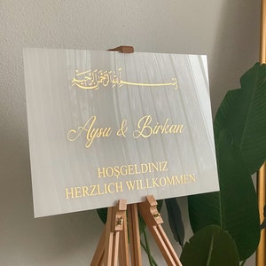 Willkommensschild / Empfangstafel für Verlobung / Henna / Hochzeit. besondere Anlässe personalisiert 40x60cm oder 50x70cm Bild 1