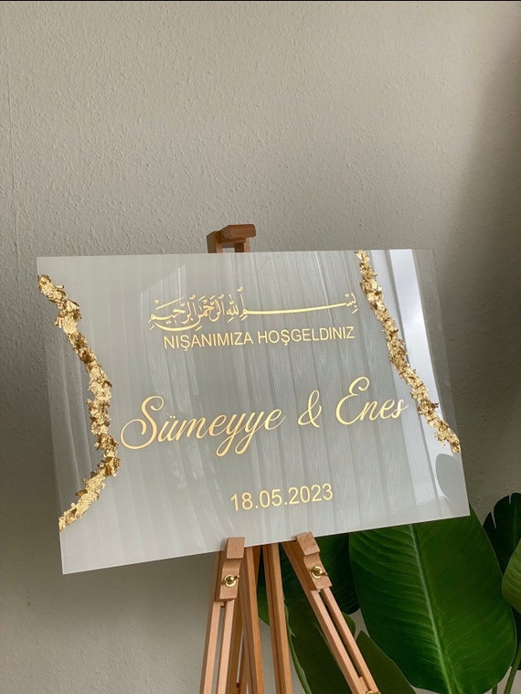 Willkommensschild / Empfangstafel für Verlobung / Henna / Hochzeit / Söz / Evlilik teklifi / Kiz isteme /  Nikkah personalisiert 40x60cm