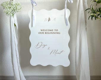 Wavy Welcome Sign / Reception Board for Engagement / Henna / Wedding. Personalized for Special Occasions