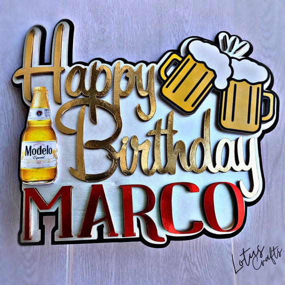 Decoración para tarta de feliz cumpleaños con cerveza - Etsy México