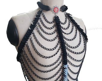 Dragon Scale Chainmail Harness: Rave Festival Body Chain
