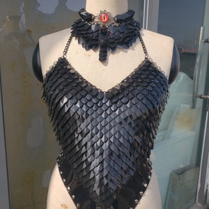 Dragon  Scalemail Halter Top, Chainmail Top,  Chainmaille Halter,Burning Man Cosplay,Gothic Clothing