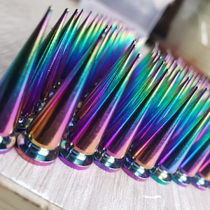 Wholesale 50pcs Anodized Rainbow Tree Spikes Studs with Screwback Metal  Spikes for Leathercraft, Leather Findings and Accessories
