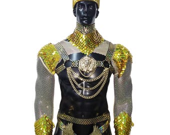 Scalemail Armor Chest Harness: Burning Man Costume, LGBT Pride Outfit