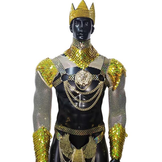 Scalemail Armor Chest Harness: Burning Man Costume, LGBT Pride Outfit