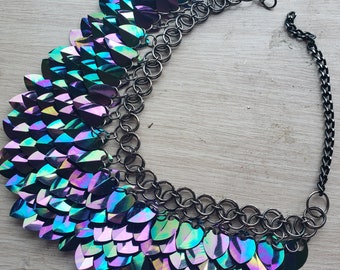 Scalemaille Choker: Dragon Scale Chainmail Necklace, Gothic Armor