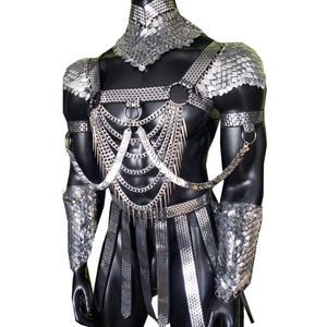 Arnês de peito de malha de escamas: fantasia do Burning Man, traje do Orgulho LGBT