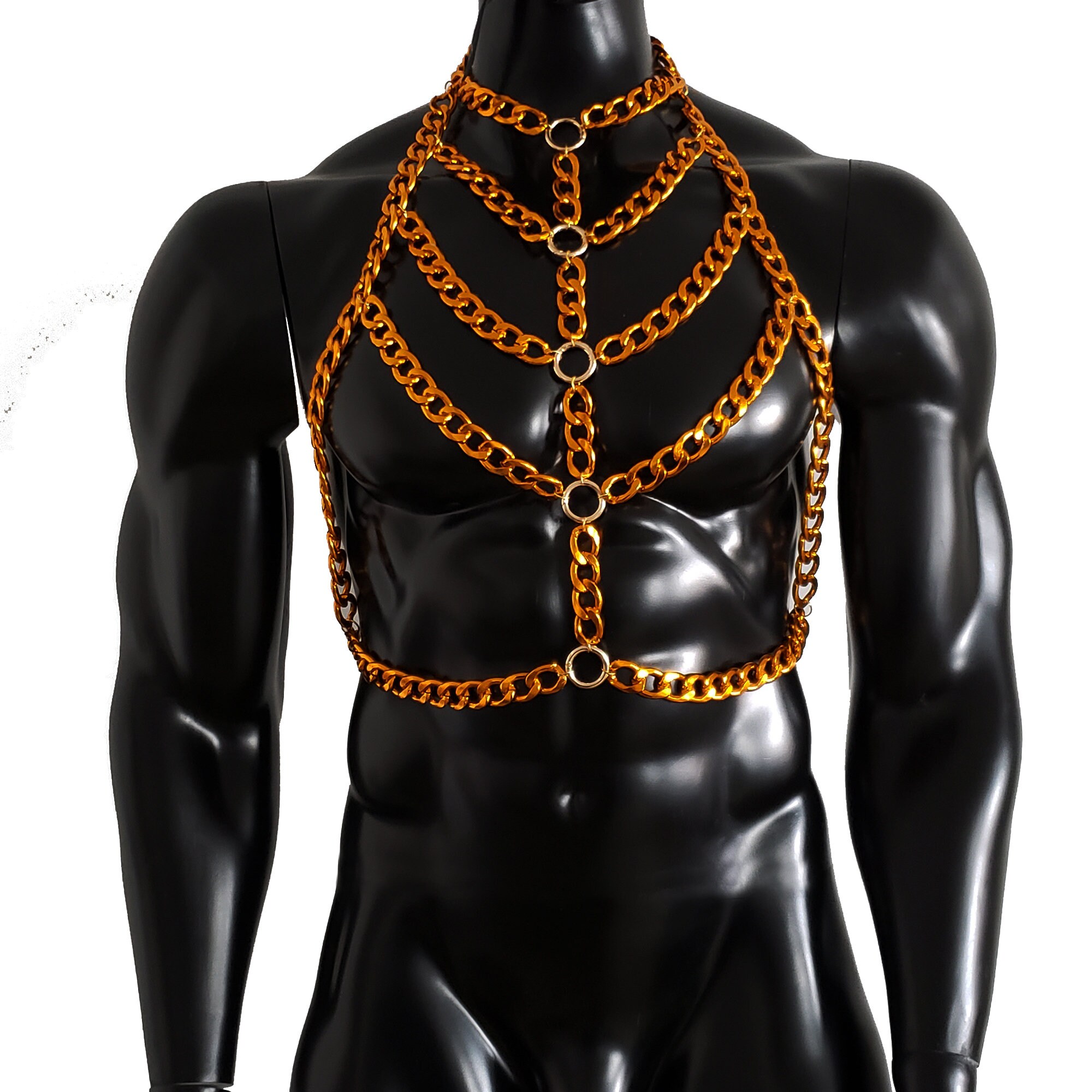 Gold Metal Body Chain Men Chest Harnessgay Outfit LGBT Etsy