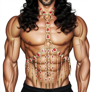 Vintage Rhinestone Chest Harness: Rave Festival Burning Man Outfit