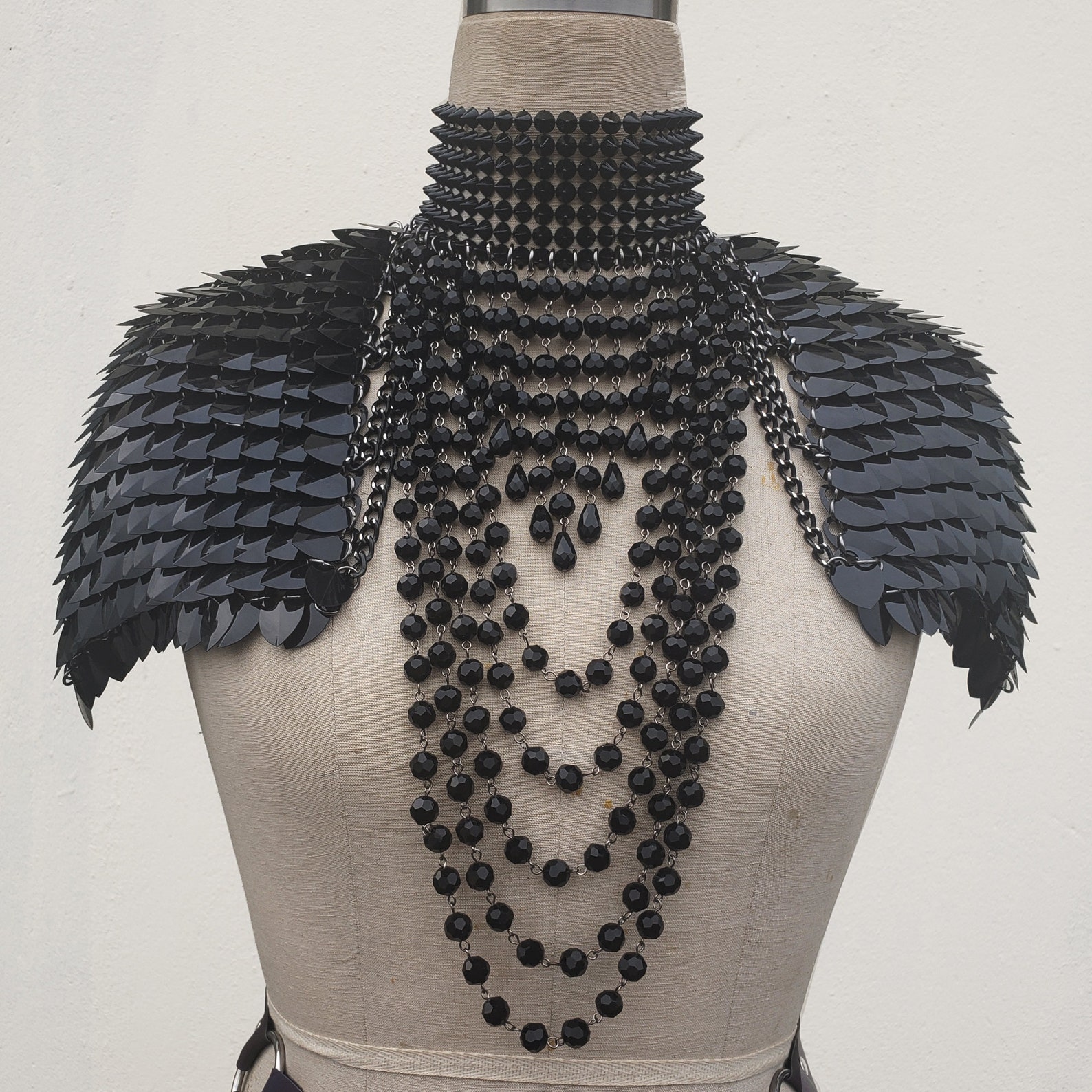 Black Scalemail Chainmail Harness Shoulder Pauldrons Pieces Scalemaille ...