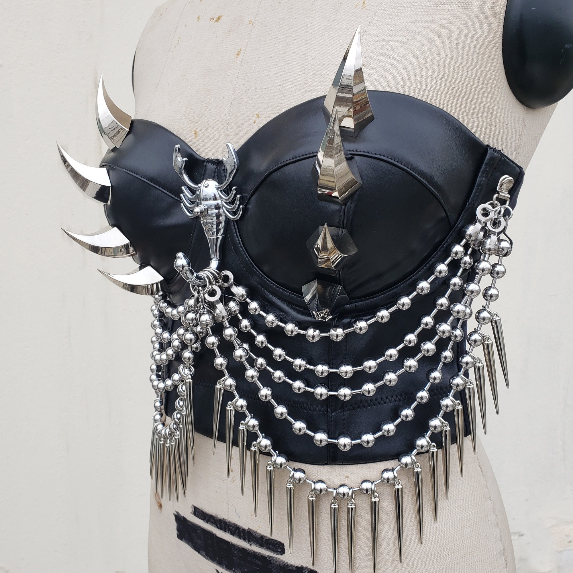 Plus Size Spiked Studded Corset Top: Gothic Punk Burning Man Plus Size Spiked Studded Corset Top: Gothic Punk Burning Man