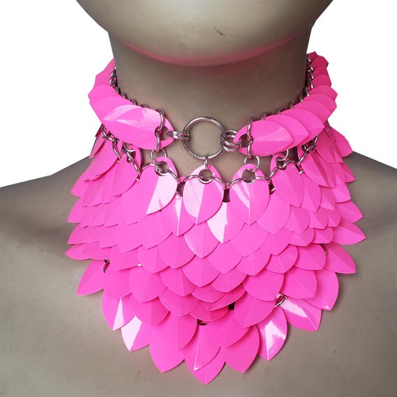 Barbie Pink Scalemail Choker Collar Necklace,chainmail