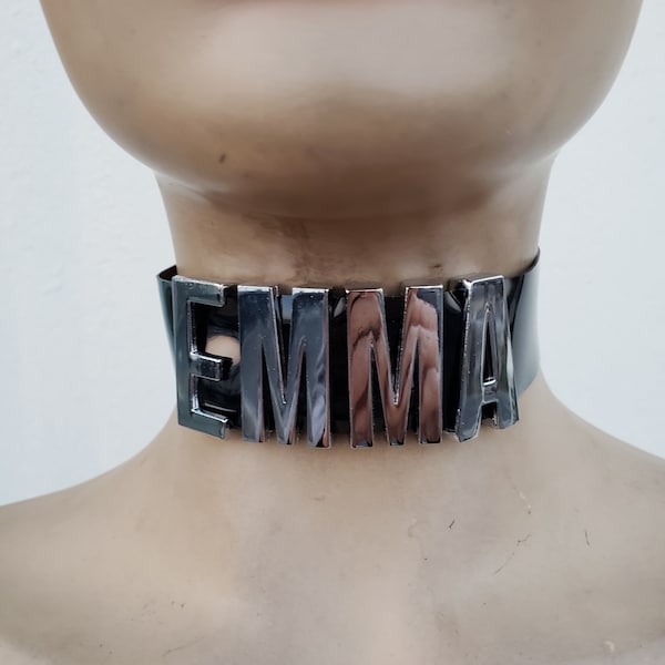 Personalized Name Choker, Custom Name Necklace, PVC Choker, Name Collar, Choker Necklace, Personalized Gift for Her, Mother's Day Gift