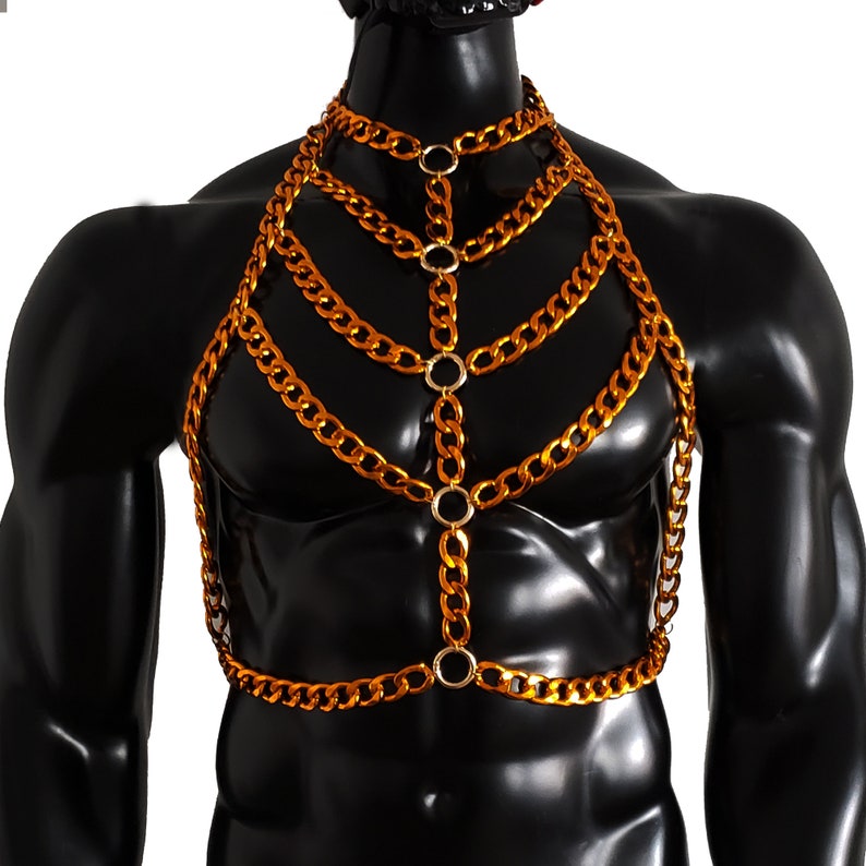 Gold Metal Body Chain Men Chest Harnessgay Outfit LGBT Etsy