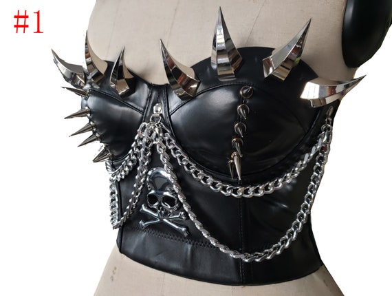 Plus Size Spiked Studded Bustier Corset Top,gothic Punk Rock