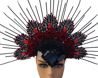 Gothic Floral Halo Headband: Queen Goddess Crown