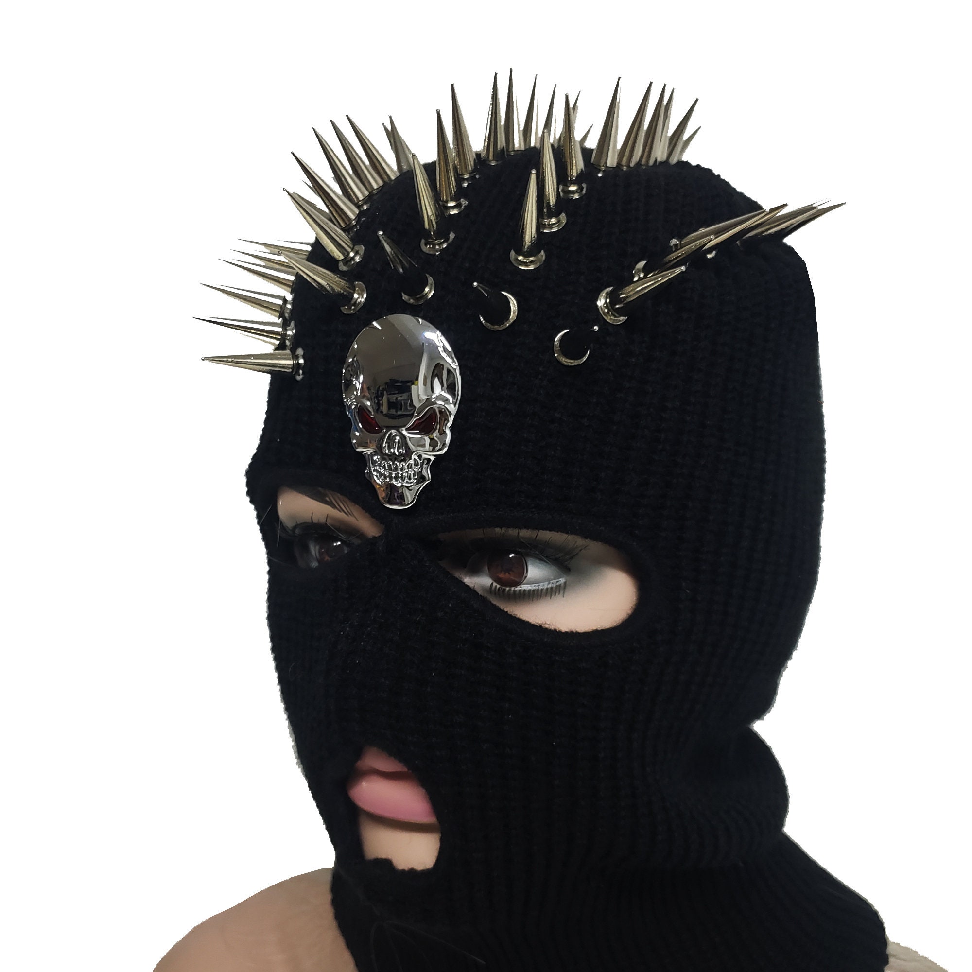 Skull Spiked Crochet Ski Mask Balaclava Beanie Knitting