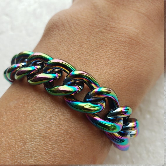Rainbow chain bracelet deals