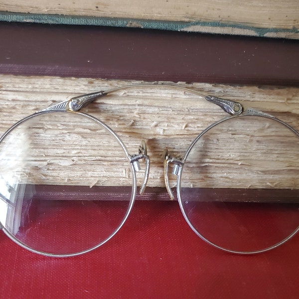 Antique Eyewear -  Art Deco folding lorgnette Pince-Nez eyeglasses spectacles 14k white gold 1920s