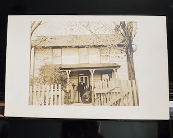 Real Photo Postcard RPPC, Antique, Post Card, Black & White, Portrait, Sepia, Ephemera, Old Photography, Kodak, Vintage Pic, Country House