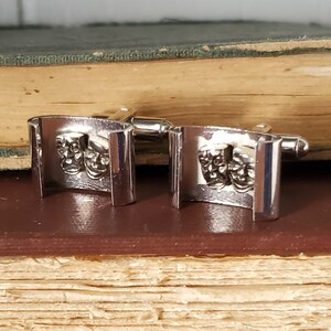 Theater Mask Cuff links - Greek Tragedy Mask, Happy Sad Faces, gift for BFA, fine arts present, drama, groomsmen