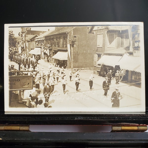 Real Photo Postcard RPPC, Antique, Post Card, Black & White, Portrait, Sepia, Ephemera, Old Photography, Kodak, Vintage Pic, Marching band