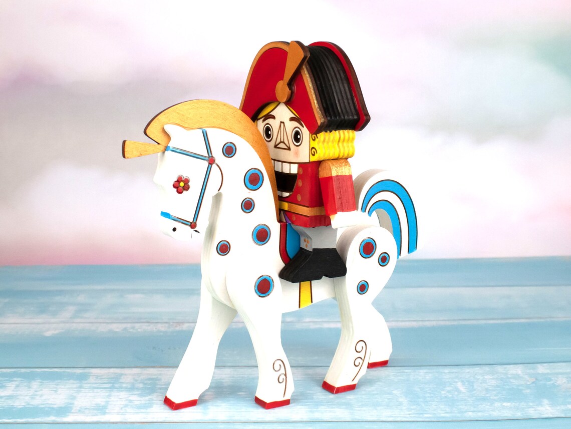 Nutcracker on a horse Rocking Horse Nutcracker Christmas Etsy