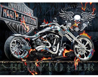 Kit de peinture diamant moto crâne : broderie mosaïque 5D DIY