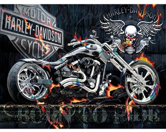 Full Diamond Painting Skull Motorcycle Cross Stitch Kit 5D DIY Diamond Mosaic Embroidery Wall Decoration