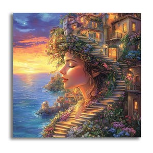 5D DIY Frau Diamant Kunst Kits, Diamant Malerei Landschaft, Diamant Malerei Kit Vollbohrer Strass für Haus Wand Dekor Geschenk