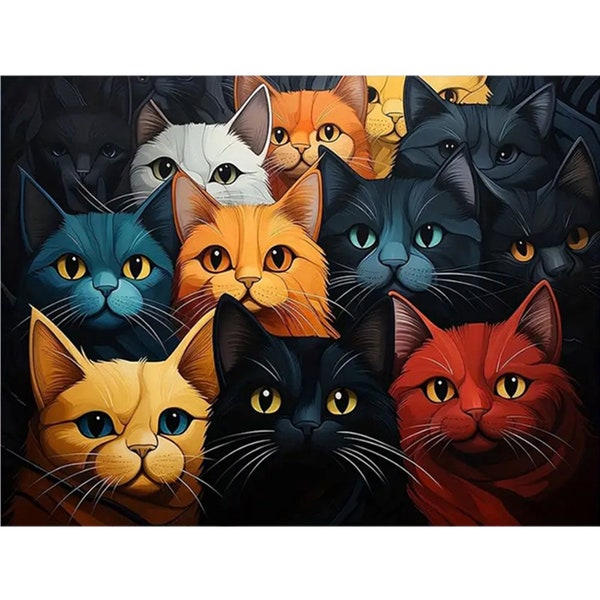 Full Diamond Painting Cute Cats Cross Stitch Kit 5D DIY Diamond Mosaic Embroidery Wall Decoration