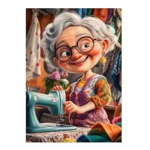 5D DIY Embroidery Diamond Painting Sewing Grandma Mosaic Picture Rhinestone Cross Stitch Kit Home Decor