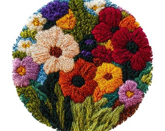 Abstract Wildflower Design：DIY Latch Hook Rug Kit