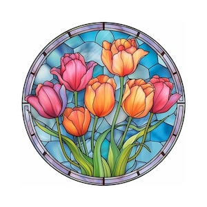 Tulip Stained Glass Diamond Painting Kit: DIY Home Decor